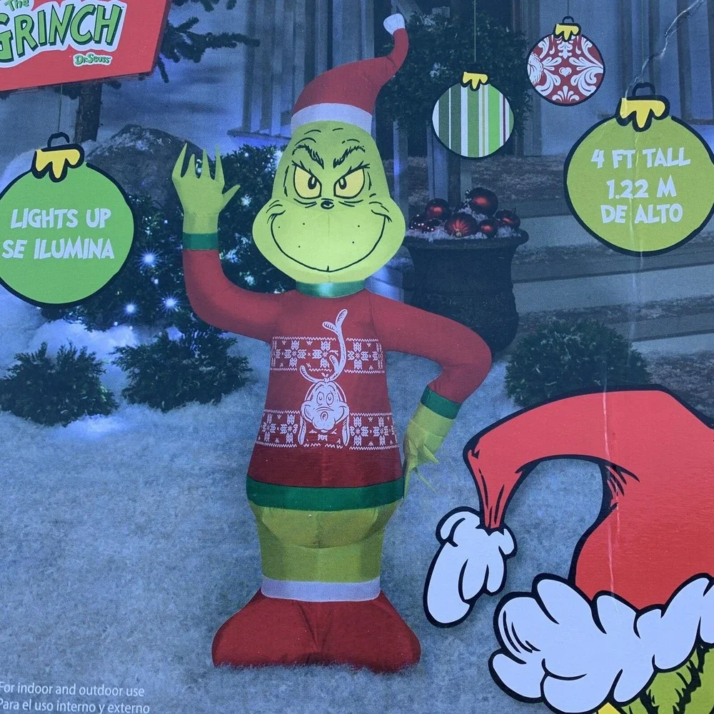 The Grinch Max Christmas Sweater 4-Foot Gemmy LED Outdoor Airblown Inflatable
